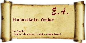 Ehrenstein Andor névjegykártya